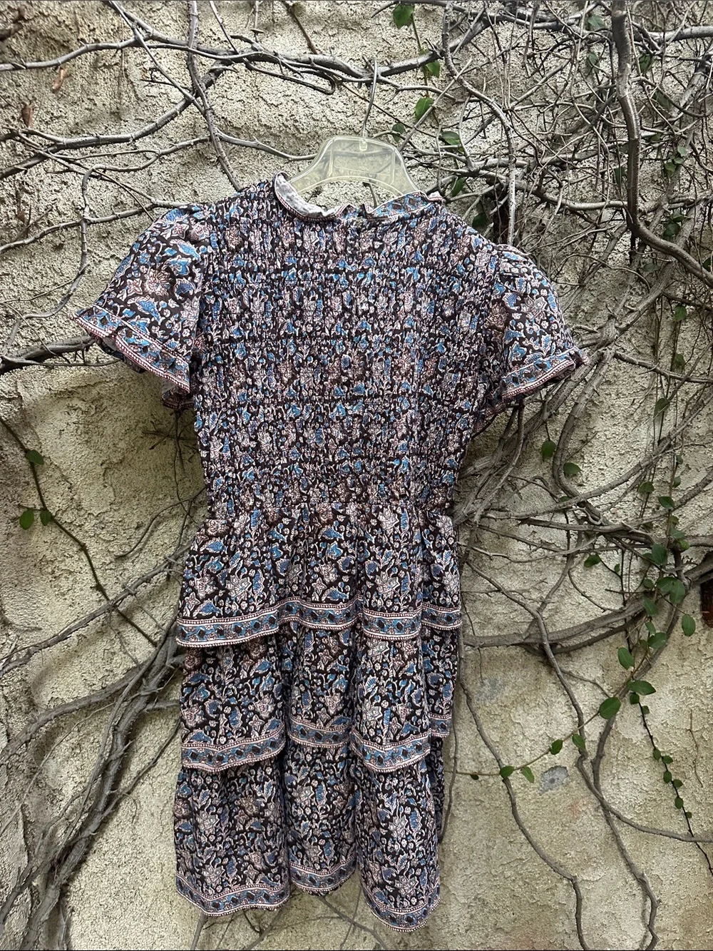 SEA Amaki Border Print Smocked Dress
